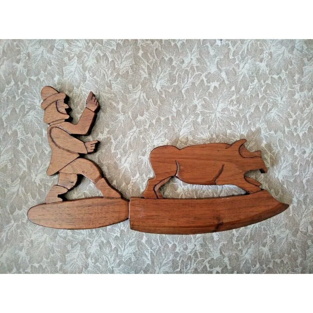 Wood Carving Butcher's Trade sign Boar Hog Pig brown 12